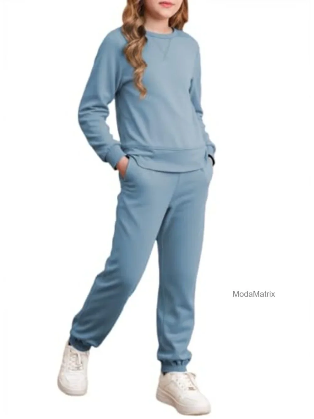 Girls Split Sweatsuit Set Long Sleeve Top & Pants Kids Casual Outfit